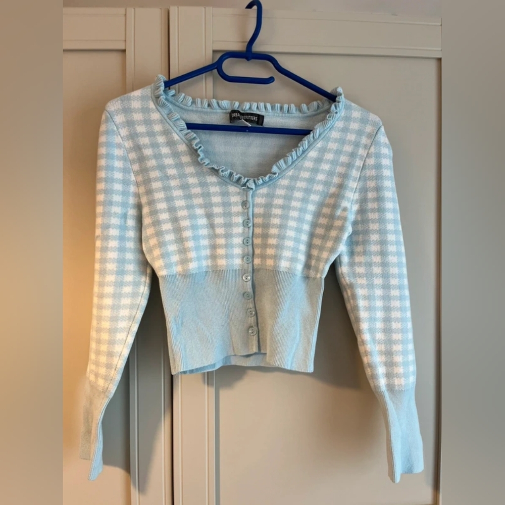 Urban Outfitters Light Blue Ruffle Sweater